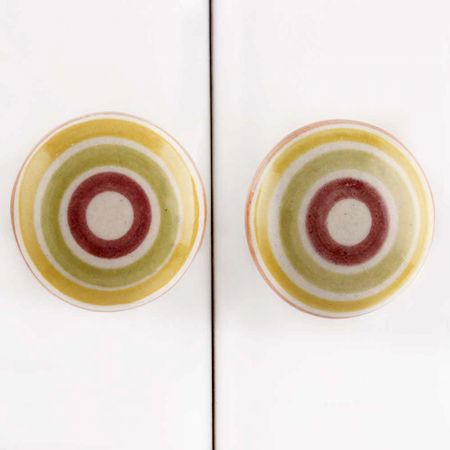 Multicolor Stripe Flat Ceramic Drawer Knob